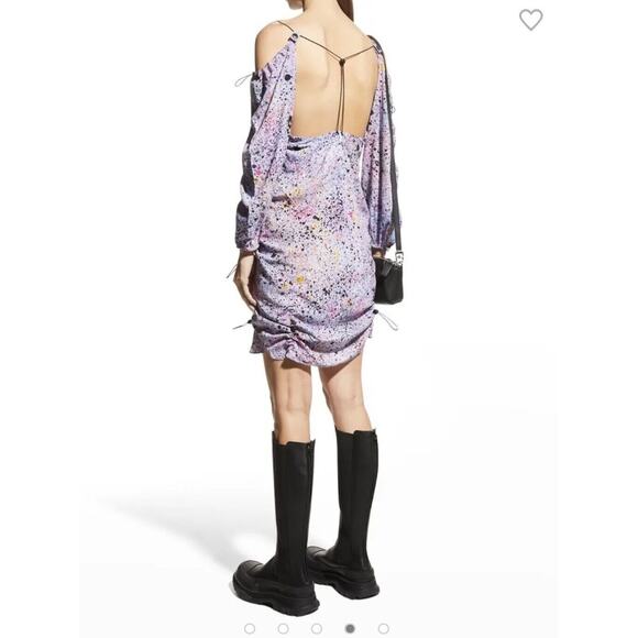 NWT MCQ Drawcord Mini Slip Dress Liliac Size medium Removable Sleeves $635 - Picture 8 of 16